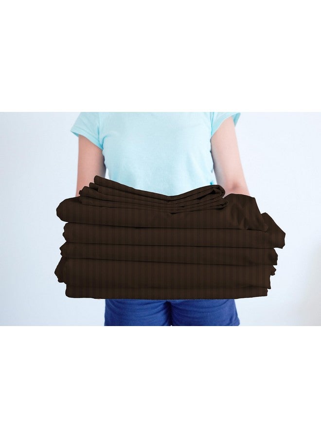 BSB HOME Premium Cotton 220tc Elastic Fitted Bedsheets with 2 Pillow Covers | King Size Bed with All Around Elastic 220 TC Supersoft Striped Pattren Breathable |Size-78 x72+10 inches |Coffee - Image 4