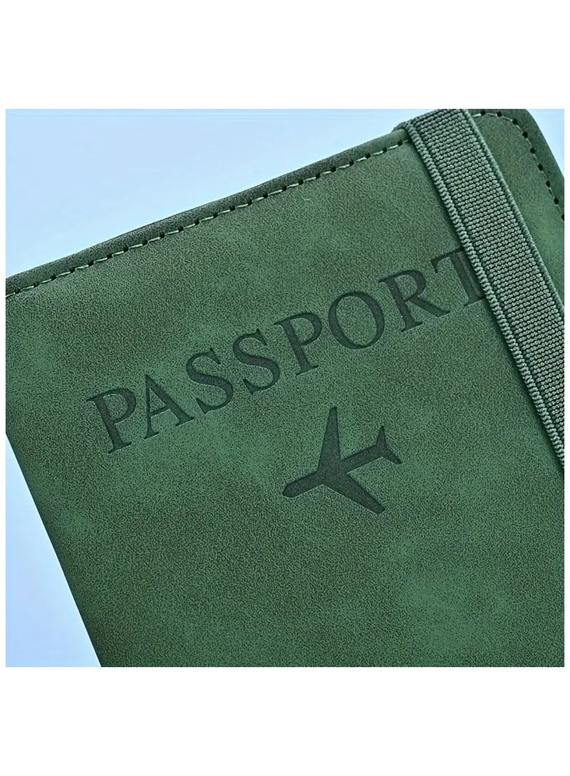 Passport Holder Wallet Cover Case, Passport Case with RFID Blocking, PU Leather Travel Document Holder for Men&Women Travel Accessories (Green) - Image 3