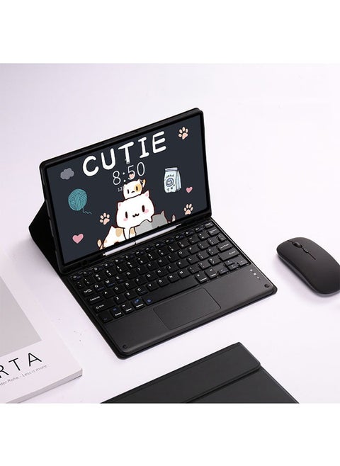 Arabic & English Keyboard Case Compatible Samsung Tab A8 (10.5") Slim Case with Pen Slot, Detachable Wireless Bluetooth Keyboard and Bluetooth Mouse