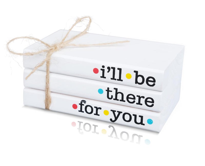 RUKEJUNE Friends TV Show Signs for Table Shelf decor  Mini Decorative Wooden Book Stack for Tiered Tray Accent  Friendship Gifts - I'll Be There For You Sign - Image 1