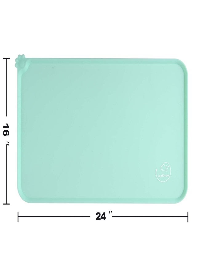 Juqiboom Silicone Waterproof Dog Cat Pet Feeding Mats, Non Slip, Easy Clean Pet Dog Cat Bowl Mats Placemat (24" x 16") Green - Image 3