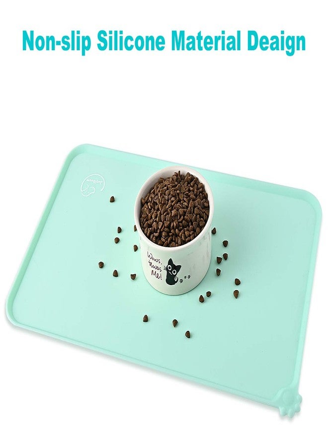 Juqiboom Silicone Waterproof Dog Cat Pet Feeding Mats, Non Slip, Easy Clean Pet Dog Cat Bowl Mats Placemat (24" x 16") Green - Image 5