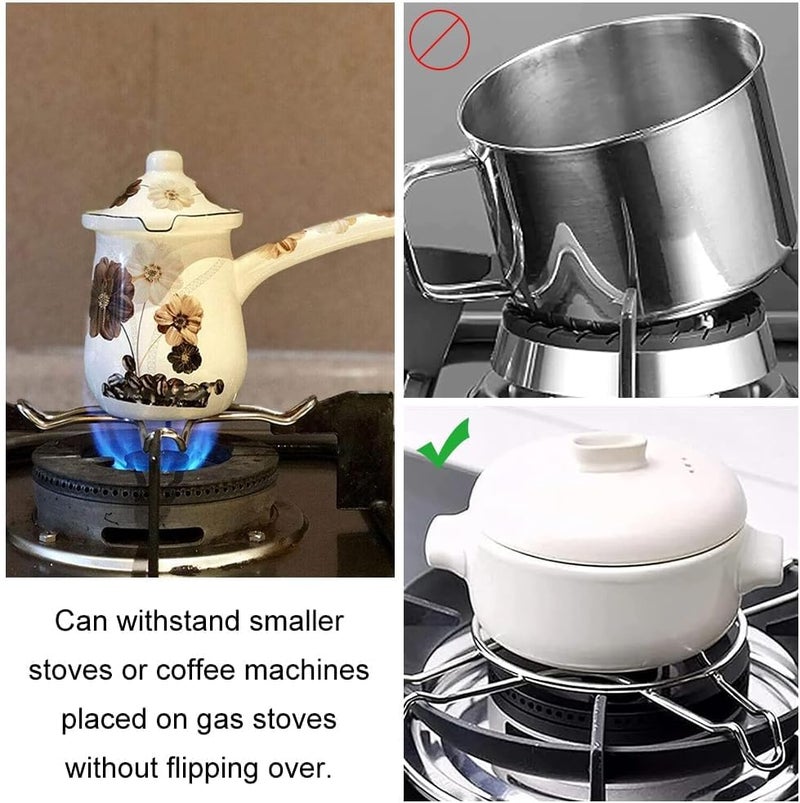 ديروفان حلقة موقد غاز من الفولاذ المقاوم للصدأ من ديروفان - حامل مقلاة مقاس 14 × 14 سم لأواني الطهي وأواني الحليب وآلات صنع القهوة - دعامة رف موقد غاز عالمية لسطح موقد المطبخ - Image 5