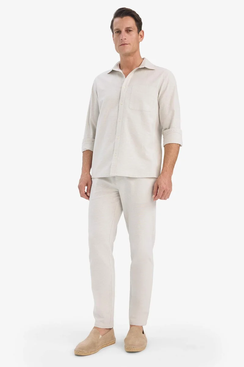 ديفاكتو Cotton Slim Fit Elastic Waist Linen Look Jogger Pants