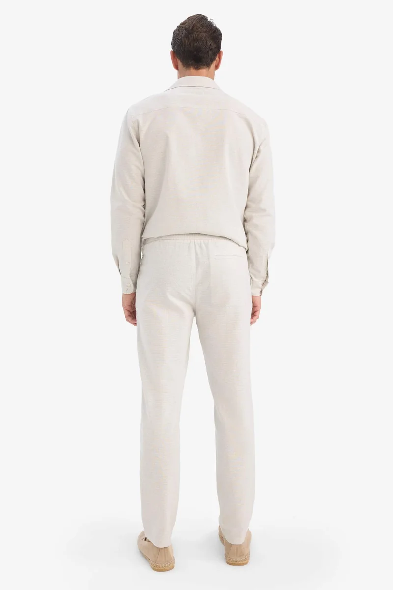 Defacto  Cotton Slim Fit Elastic Waist Linen Look Jogger Pants for Men | Best Price UAE