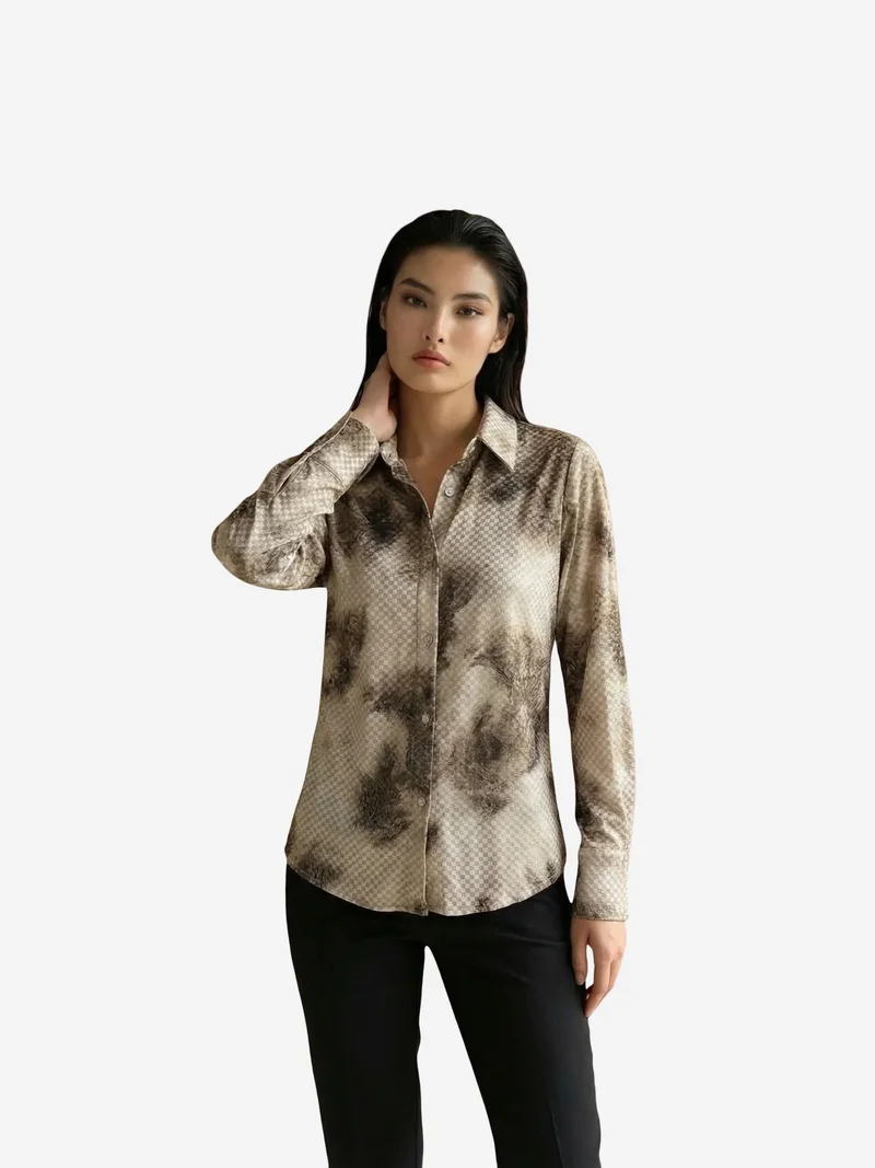 My Fashion Multicolor MY FASHION Women’s Abstract Velvet Woven Shirt for Women | Best Price UAE
