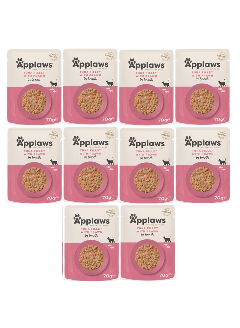 آبلاوس 10 قطع من طعام قطط التونة مع الروبيان من شركة أبلاوز، 10 × 70 جرام - Image 1