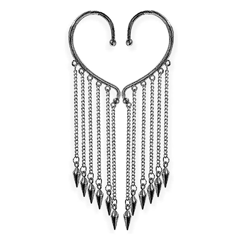 CSIYANJRY99 Black Long Tassel Ear Cuff Chain Earings,Punk Retro Ear Crawler Earrings,Hip Hop Ear Wrap Droping Earrings for Women (A-B (Bullets)) - Image 1