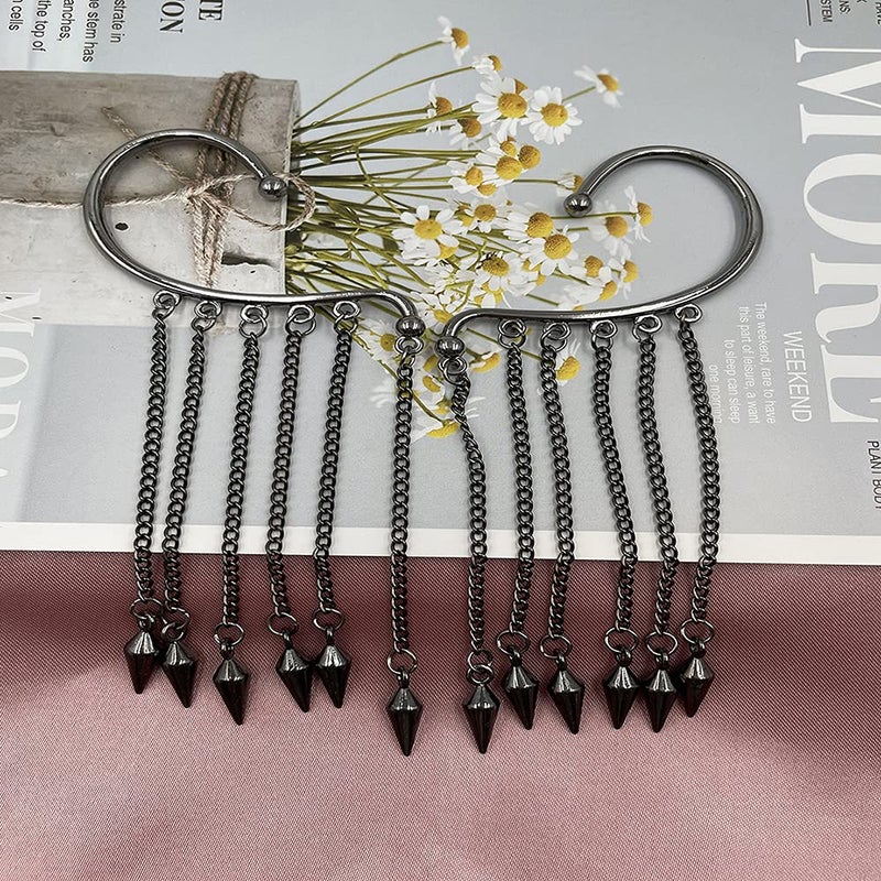 CSIYANJRY99 Black Long Tassel Ear Cuff Chain Earings,Punk Retro Ear Crawler Earrings,Hip Hop Ear Wrap Droping Earrings for Women (A-B (Bullets)) - Image 4