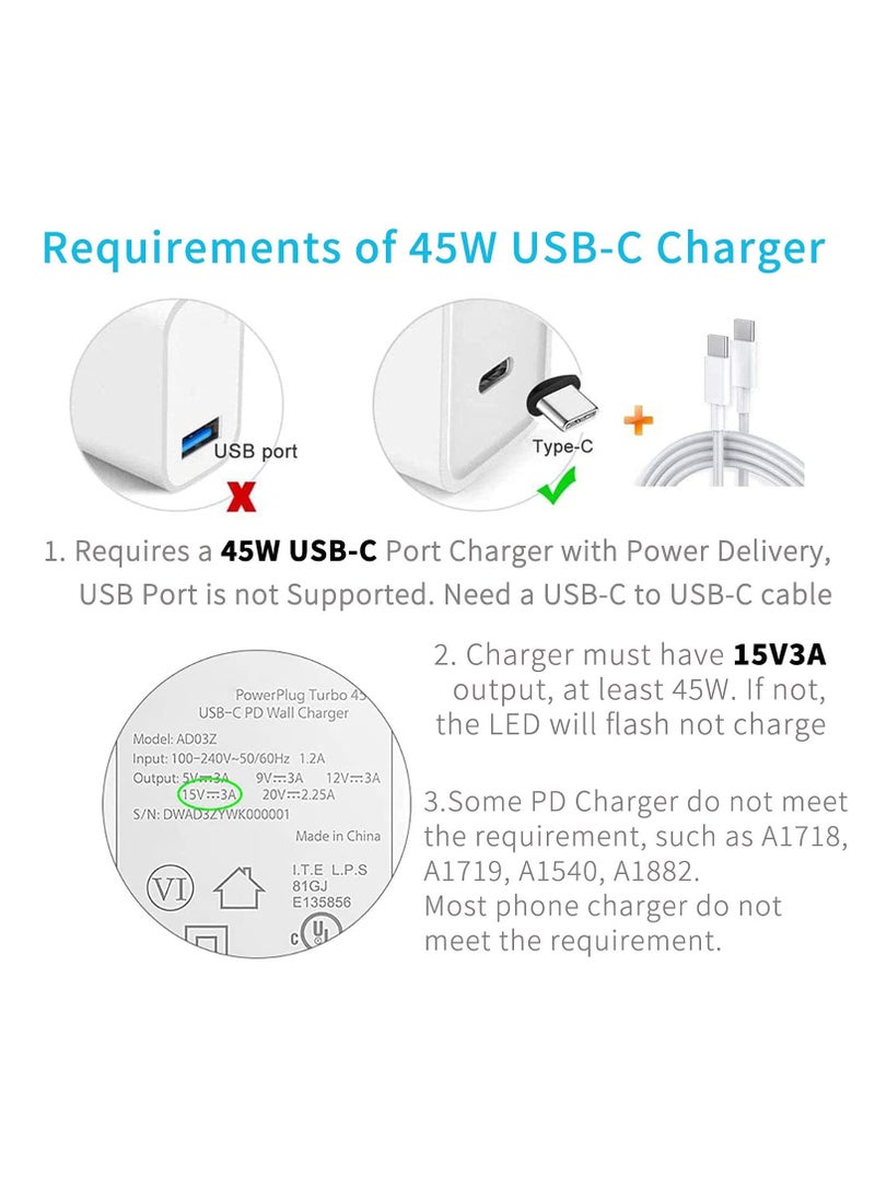 KASTWAVE - Surface Connect to USB C Charging Connector Compatible for Microsoft Surface Pro 7 6 5 4 3 Go 1 2 Surface Laptop 4 3 2 1 Works with 45W 15V3A USBC Power Supply and 3A USB-C Cable 2 Pcs - Image 1