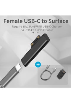 KASTWAVE Surface Connect to USB C Charging Connector Compatible for Microsoft Surface Pro 7 6 5 4 3 Go 1 2 Surface Laptop 4 3 2 1 Works with 45W 15V3A USBC Power Supply and 3A USB-C Cable 2 Pcs  - Image 3