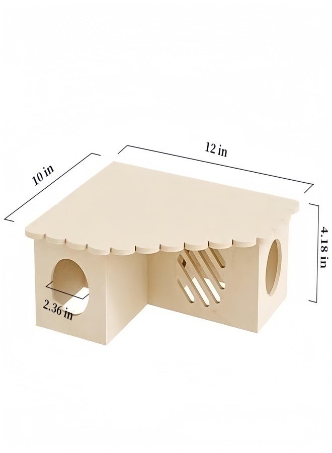 Feiena Hamster Hideout Wooden House - Multi-Functional Hamster Cage Accessories with Platform, Ventilated Hamster Hides & Cozy Hamster House for Small Pets (Syrian, Dwarf Hamsters) - Image 2