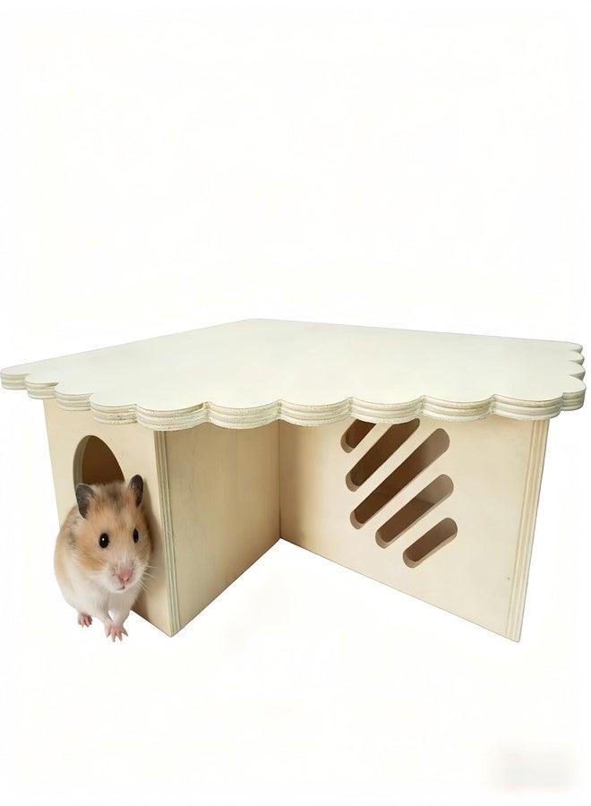 Feiena Hamster Hideout Wooden House - Multi-Functional Hamster Cage Accessories with Platform, Ventilated Hamster Hides & Cozy Hamster House for Small Pets (Syrian, Dwarf Hamsters) - Image 1