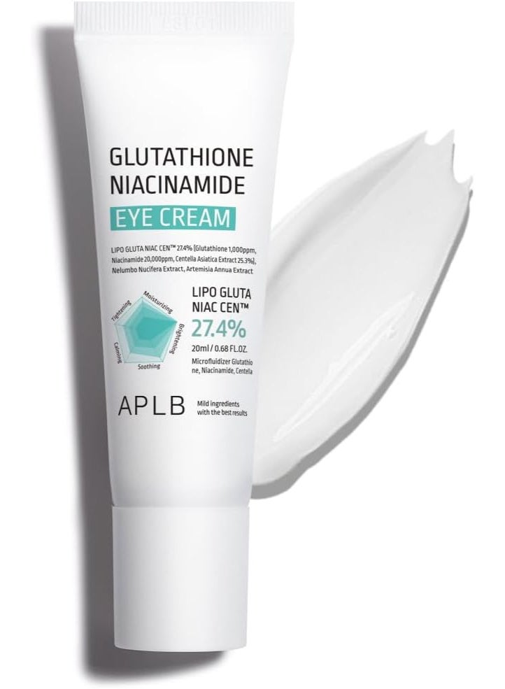 APLB Glutathione Niacinamide Eye Cream | LIPO GLUTA NIAC CEN™ 27.4% 0.68 FL.OZ/Korean Skincare, Eye cream for dark circles and puffiness, Improve elasticity & provide moisture around eye region - Image 1