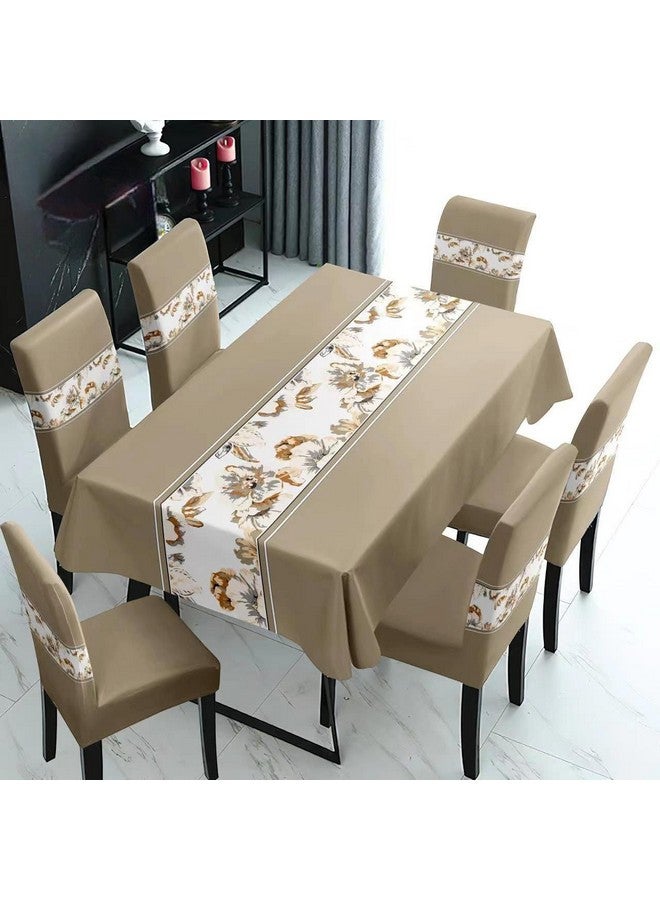 ستايليز غطاء كرسي طعام ستايليز مع أغطية طاولات للمطبخ، مفرش طاولة طعام مقاوم للماء (غطاء طاولة واحد + 4 أغطية كراسي، لون بني فاتح، K723) - Image 1