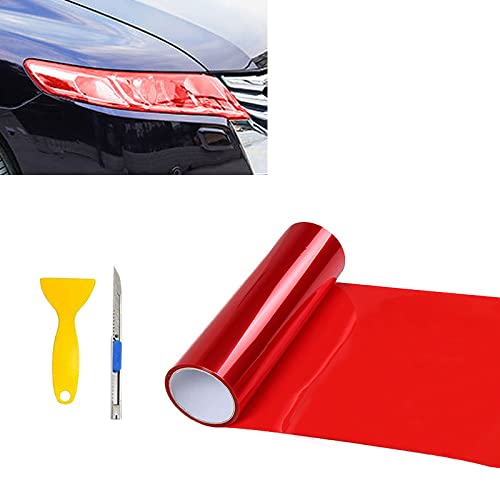MARLBSTON 12” X 48” Red Tint Vinyl Wrap Film Roll for Car Headlight, Taillight, Fog Lights with Squeegee + Cutter（Red） - Image 1