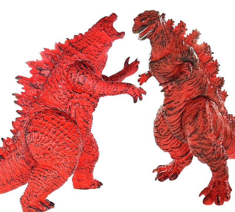 TwCare Set of 2 Monster Legendary Fire Shin Figure Flaming King of The Monsters Toys Movable Joints Burning Action Movie Dragon Dinosaur Series Soft Vinyl Carry Bag - Image 2
