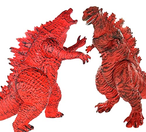 TwCare Set of 2 Monster Legendary Fire Shin Figure Flaming King of The Monsters Toys Movable Joints Burning Action Movie Dragon Dinosaur Series Soft Vinyl Carry Bag - Image 1