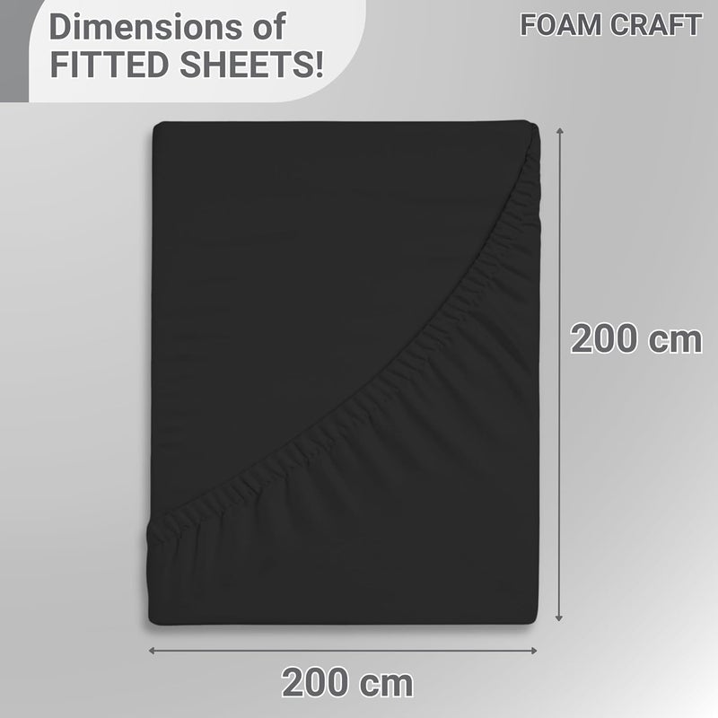 FOAM CRAFT 100% Cotton Fitted Bed Sheet King Size - Black, 200 x 200cm - Image 2