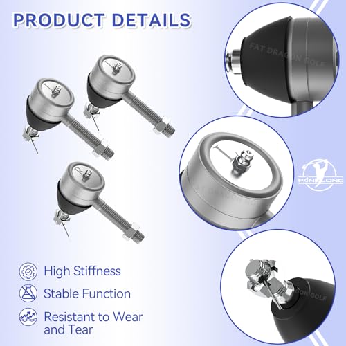 Panglong Golf Cart Ball Joint Kit-Club Car DS Tie Rod End Set of 3, Club Car DS Tie Rod End with Grease Fitting Suitable for 1976-2008 Club Car DS Golf Cart, OEM# 7540, 7539 - Image 2