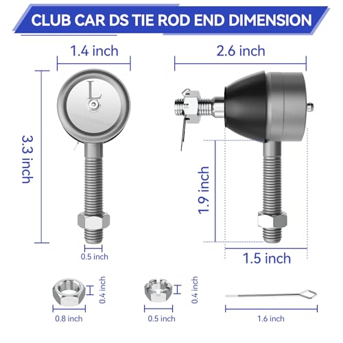 Panglong Golf Cart Ball Joint Kit-Club Car DS Tie Rod End Set of 3, Club Car DS Tie Rod End with Grease Fitting Suitable for 1976-2008 Club Car DS Golf Cart, OEM# 7540, 7539 - Image 4