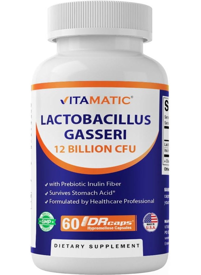 Vitamatic Lactobacillus Gasseri 12 billion per capsule DR 60 units Digestive support Made with prebiotics - Image 1