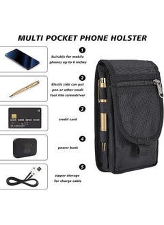 Generic Double Pocket Phone Holster Belt Phone Bag Multi Purpose Tool, Tactical Phone Holster, Tactical Carrying Case Belt Loop Pouch Men’s Waist Pocket for Hiking, Camping, Barbeque, Rescue Essential  - Image 3