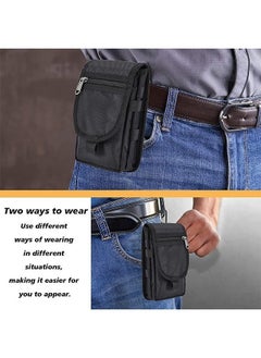 Generic Double Pocket Phone Holster Belt Phone Bag Multi Purpose Tool, Tactical Phone Holster, Tactical Carrying Case Belt Loop Pouch Men’s Waist Pocket for Hiking, Camping, Barbeque, Rescue Essential  - Image 5