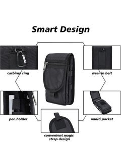 Generic Double Pocket Phone Holster Belt Phone Bag Multi Purpose Tool, Tactical Phone Holster, Tactical Carrying Case Belt Loop Pouch Men’s Waist Pocket for Hiking, Camping, Barbeque, Rescue Essential  - Image 4