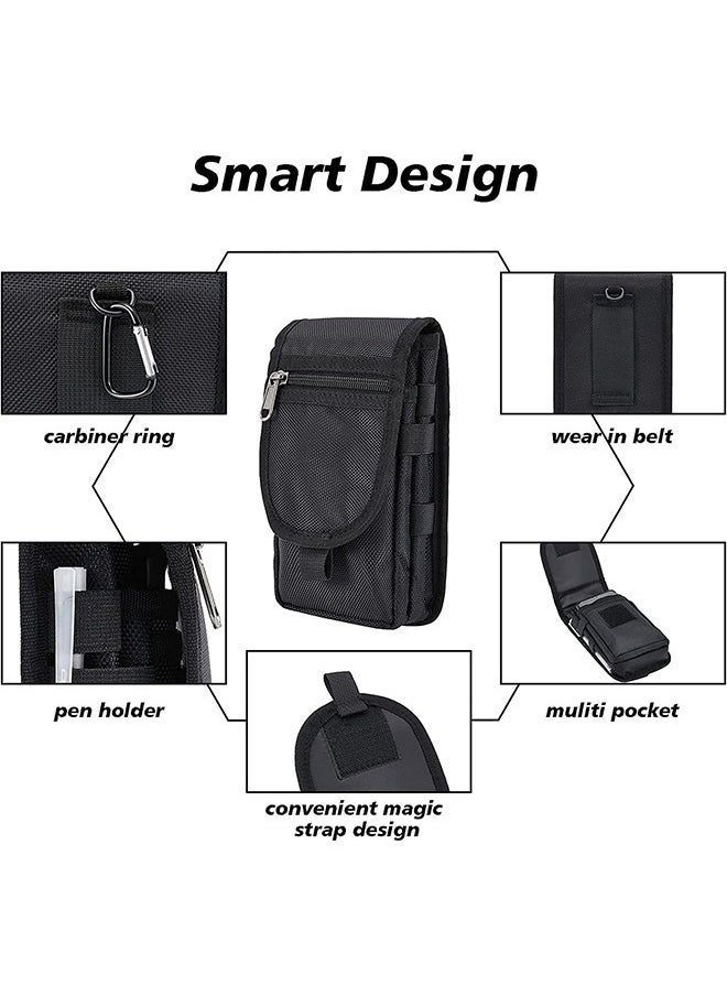 Generic Double Pocket Phone Holster Belt Phone Bag Multi Purpose Tool, Tactical Phone Holster, Tactical Carrying Case Belt Loop Pouch Men’s Waist Pocket for Hiking, Camping, Barbeque, Rescue Essential  - Image 4