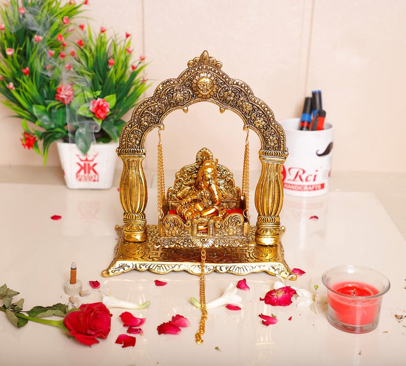 KridayKraft Metal Laddu Gopal Palna,Krishna Jhula Metal Statue for Temple Pooja,Laddu Gopal Jhula,Decor Your Home &Religious Idol Gift Article,Showpiece Figurines,God Idol... - Image 5