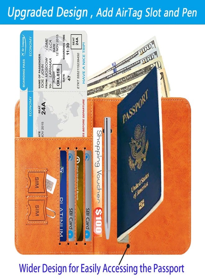 PASCACOO Passport Holder Cover Wallet RFID Blocking Leather Card Case Travel Document Organizer, 119#claybank, For Airtag - Image 3