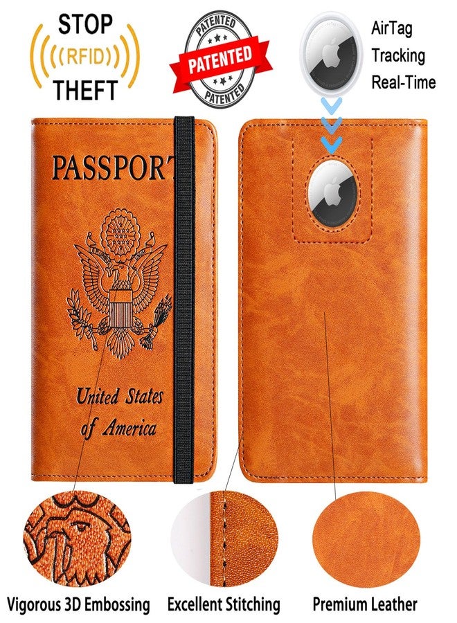 PASCACOO Passport Holder Cover Wallet RFID Blocking Leather Card Case Travel Document Organizer, 119#claybank, For Airtag - Image 2
