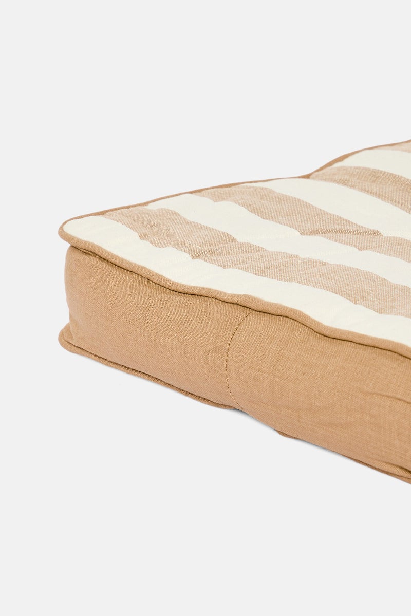 Muy Mucho Stripe Print Floor Cushion With Handle 40 H x 40 L x 8 W cm, Tan - Image 4