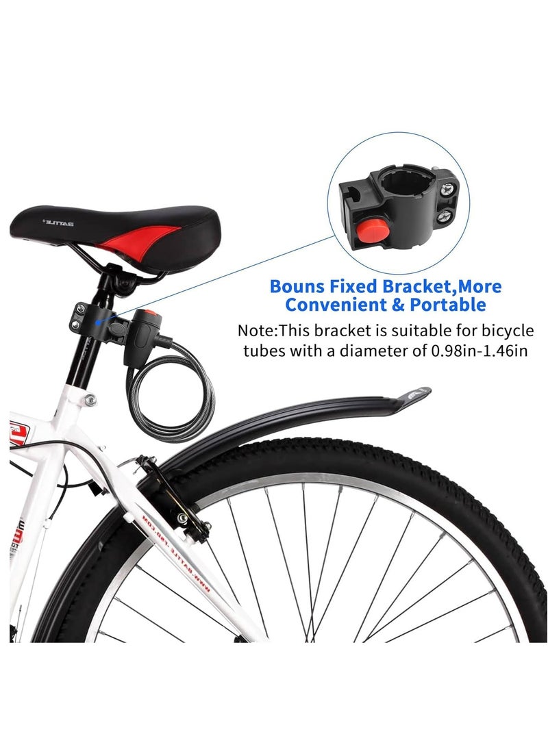 Rubik Bike Cable Lock with Key, 90cm Steel Cable with Mounting Bracket for Bicycle Motorcycle Stroller - Black/Red - Image 2