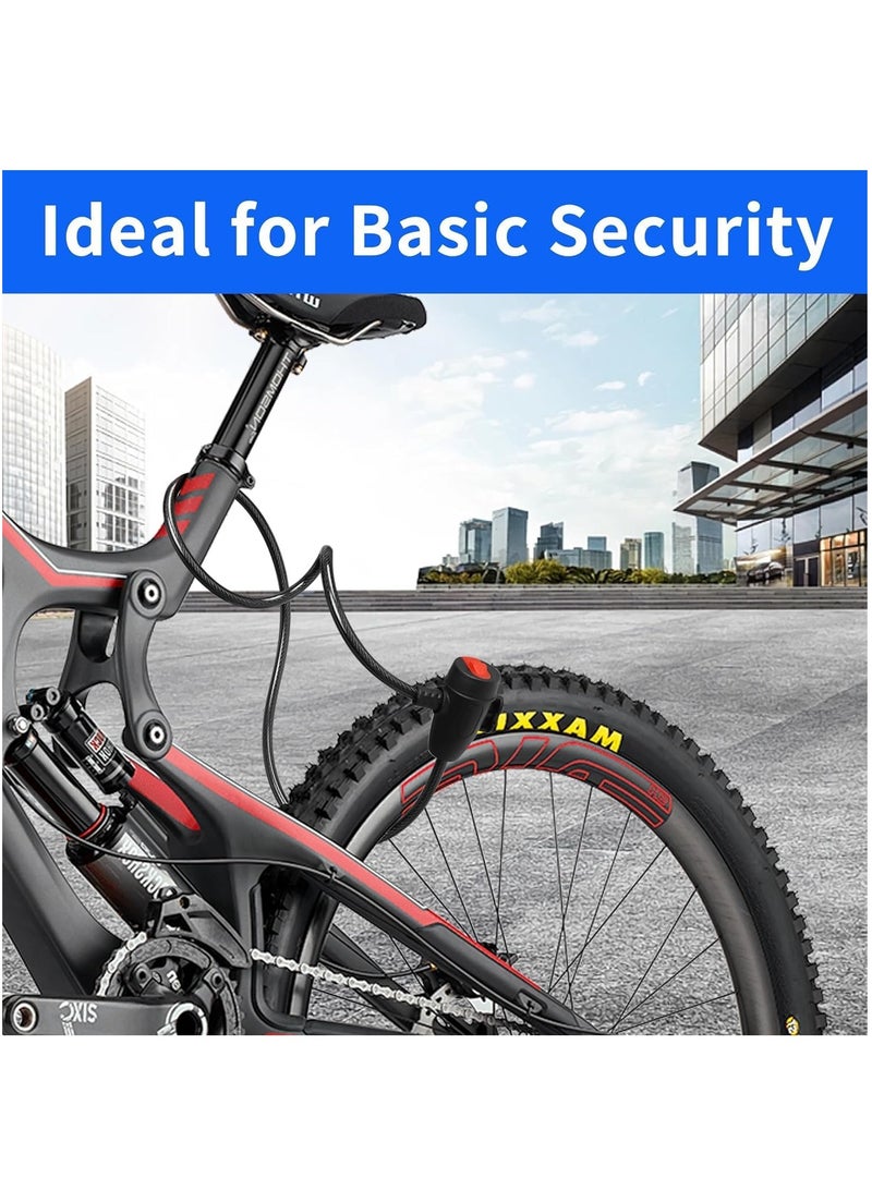 Rubik Bike Cable Lock with Key, 90cm Steel Cable with Mounting Bracket for Bicycle Motorcycle Stroller - Black/Red - Image 4