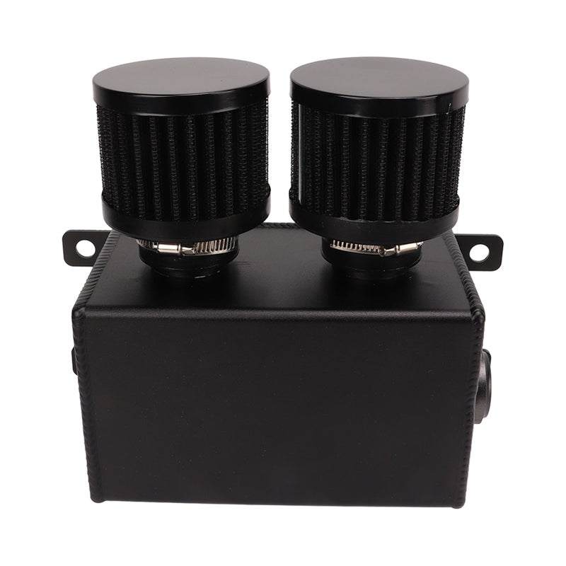 1200ml Oil Catch Can Kit Engine Twin Baffle Dual Filter Oil Tank Reservoir AN8 Hose Fitting Black - Image 3