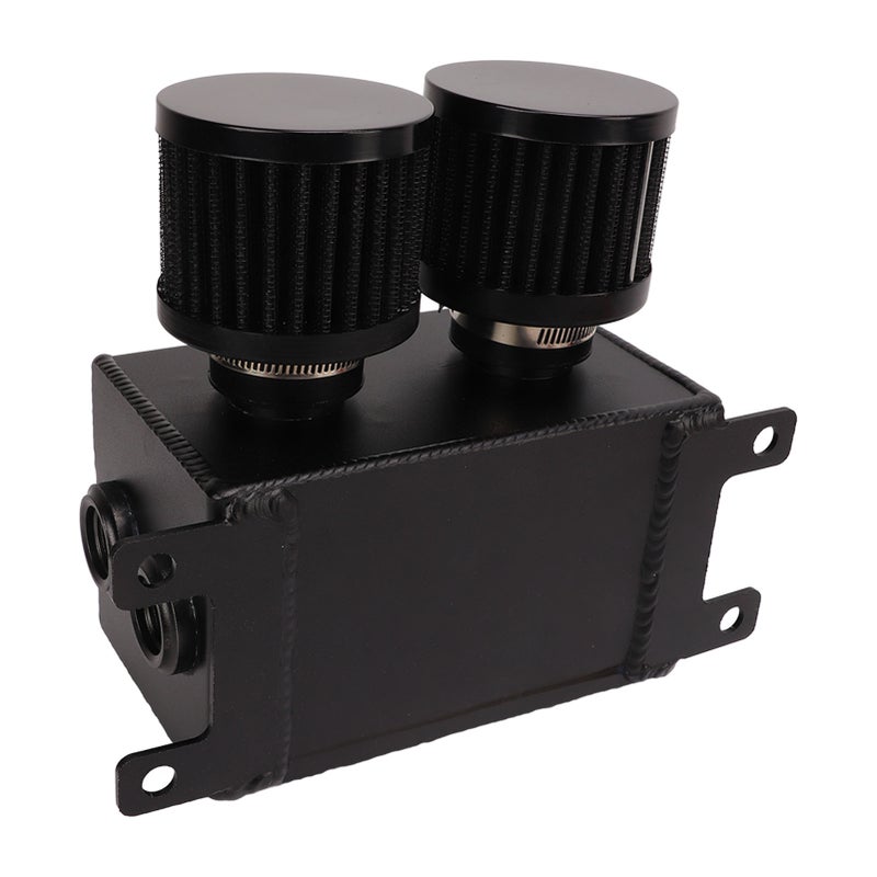 1200ml Oil Catch Can Kit Engine Twin Baffle Dual Filter Oil Tank Reservoir AN8 Hose Fitting Black - Image 4