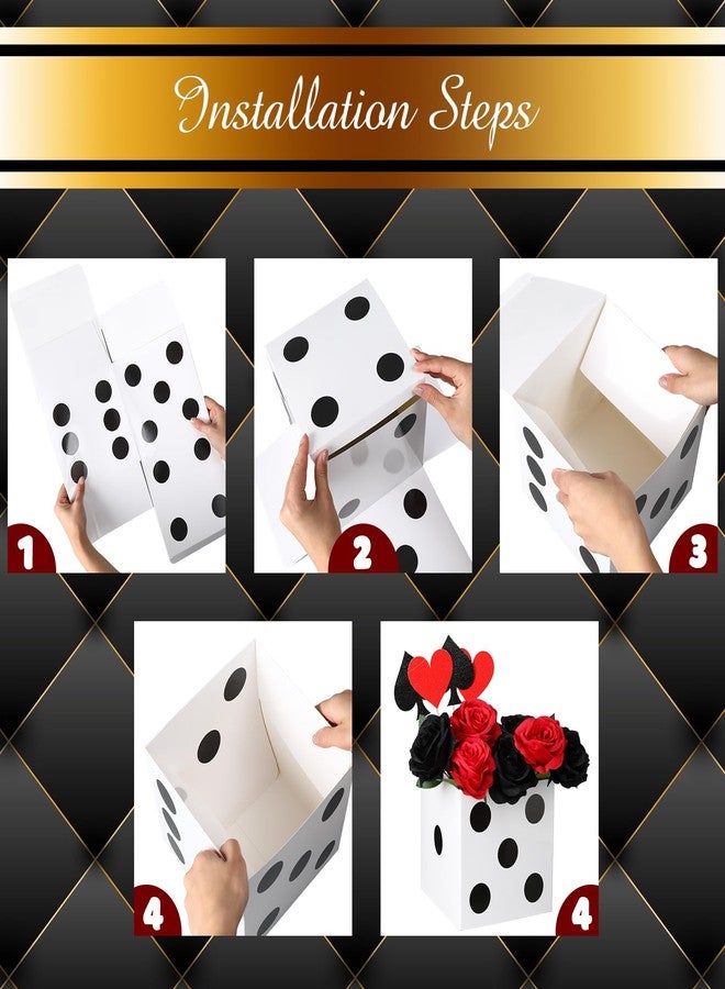 Jexine 15 Pcs Dice Favor Boxes 7" Casino Theme Birthday Decorations Las Vegas Party Decorations 3D Dice Decor for New Year Centerpieces Casino Night Las Vegas Party Supplies(White) - Image 3