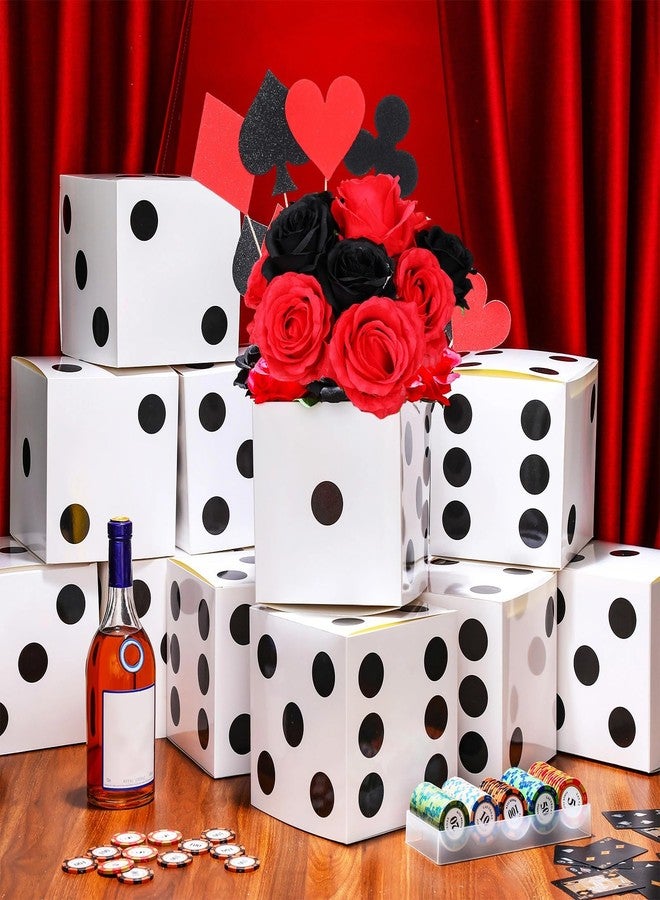 Jexine 15 Pcs Dice Favor Boxes 7" Casino Theme Birthday Decorations Las Vegas Party Decorations 3D Dice Decor for New Year Centerpieces Casino Night Las Vegas Party Supplies(White) - Image 1