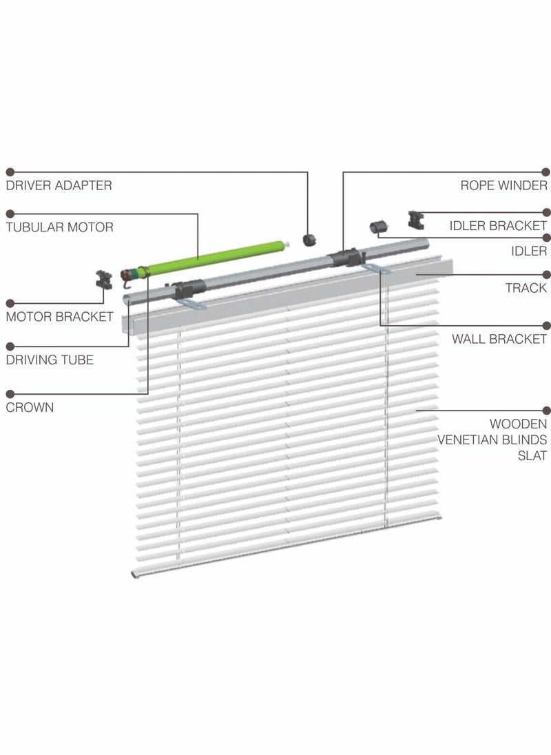 DOOYA DM35EQL/J Electric Tubular Motor for Roller Blinds with Remote – Built-in Receiver, Quiet Operation, and Stall Protection