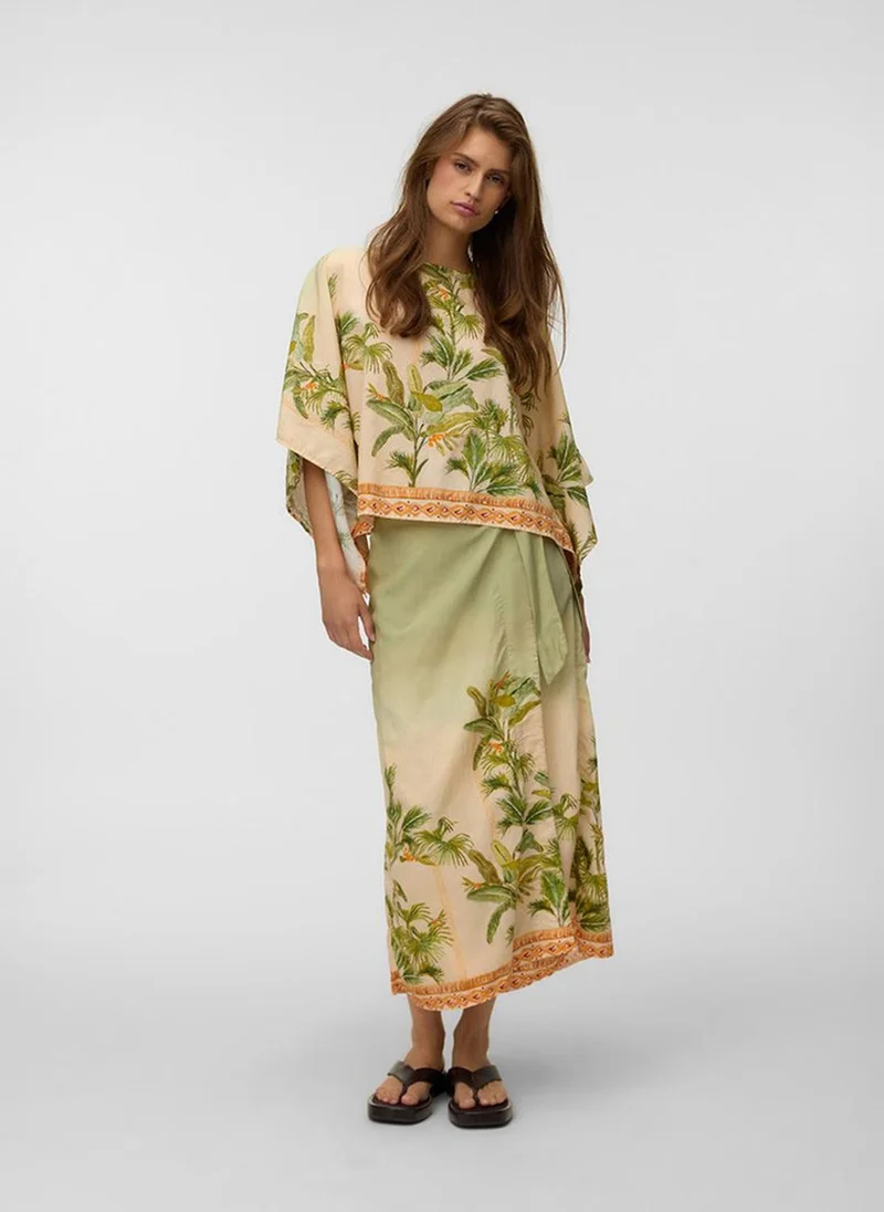فيرو مودا Women's VMHEATHER High-Waist Wrap Woven Skirt