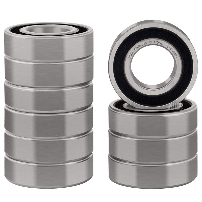 XiKe 10 Pcs 6002-2RS Double Rubber Seal Bearings 15x32x9mm, Pre-Lubricated and Stable Performance, Deep Groove Ball Bearings for Electric Motor - Image 3