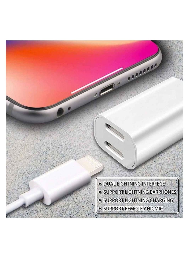 Captaintech Lightning Headphone Splitter, 2 in 1 Jack Adapter, Cable Connector Audio & Charger, Compatible with iPhone Earphone Cable Accessories Support iOS, Upgraded Lightning High Speed Charger - Image 1