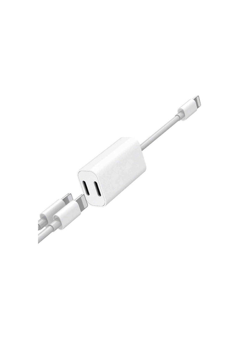 Captaintech Lightning Headphone Splitter, 2 in 1 Jack Adapter, Cable Connector Audio & Charger, Compatible with iPhone Earphone Cable Accessories Support iOS, Upgraded Lightning High Speed Charger - Image 2