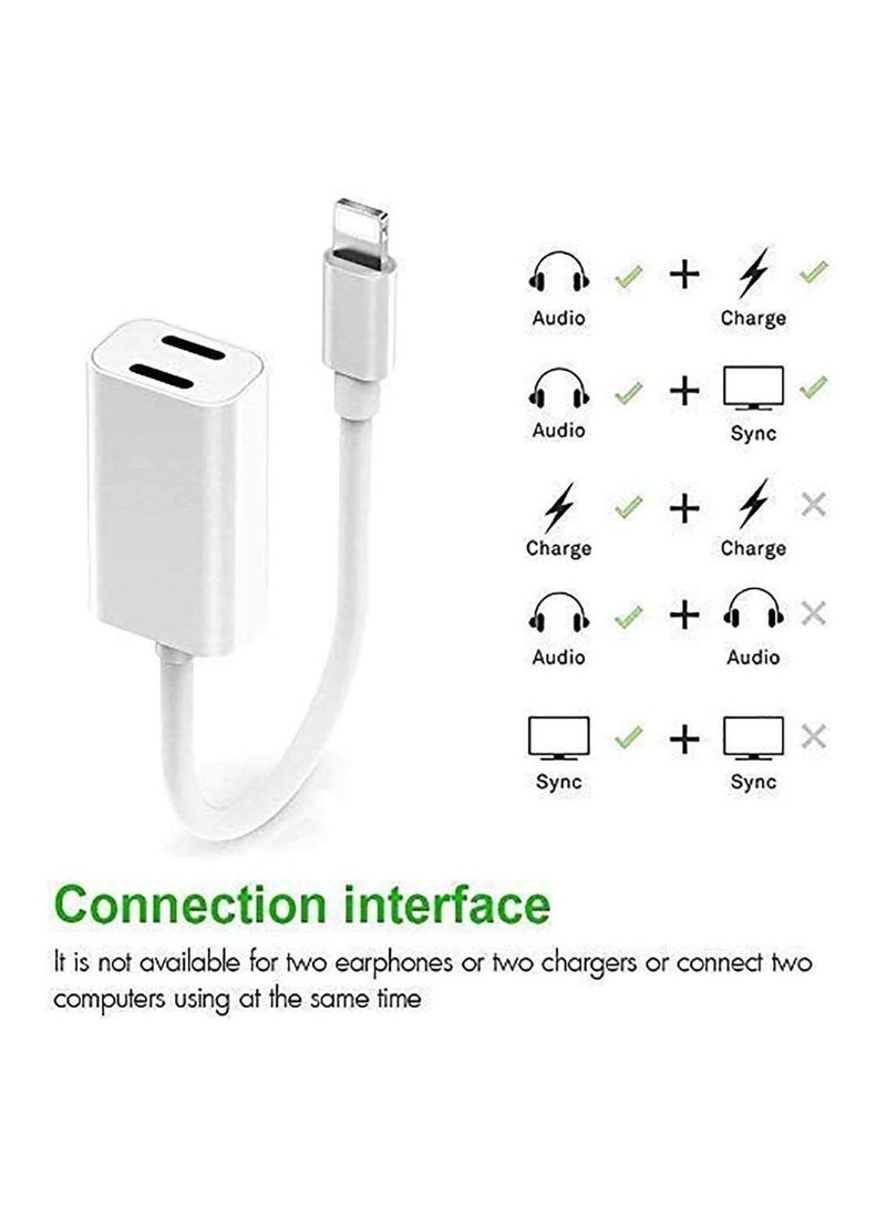 Captaintech Lightning Headphone Splitter, 2 in 1 Jack Adapter, Cable Connector Audio & Charger, Compatible with iPhone Earphone Cable Accessories Support iOS, Upgraded Lightning High Speed Charger - Image 3