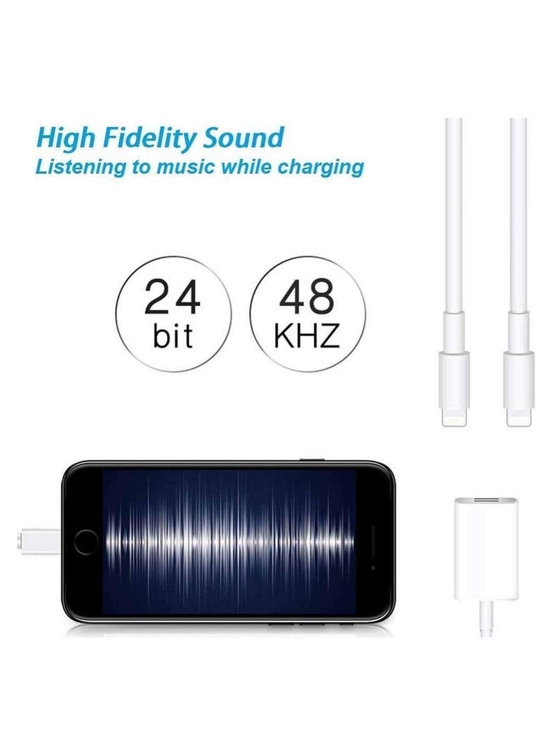 Captaintech Lightning Headphone Splitter, 2 in 1 Jack Adapter, Cable Connector Audio & Charger, Compatible with iPhone Earphone Cable Accessories Support iOS, Upgraded Lightning High Speed Charger - Image 4