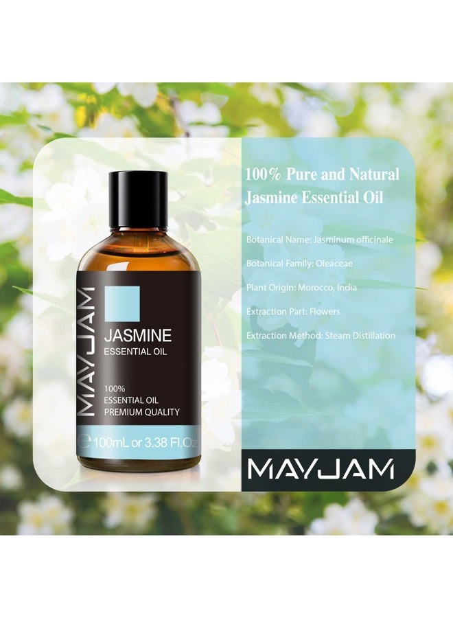 MAYJAM زيت الياسمين العطري مع قطارة زجاجية، زيوت MAYJAM العطرية النقية للناشرات المنزلية، زيت الياسمين لصنع الصابون، صنع الشموع، 3.38FL.OZ - Image 3