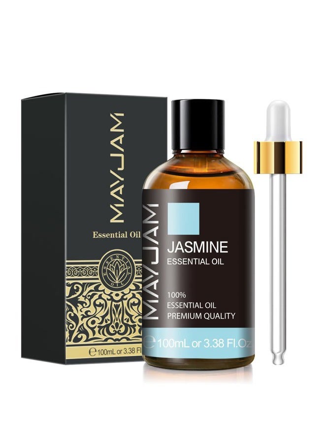 MAYJAM زيت الياسمين العطري مع قطارة زجاجية، زيوت MAYJAM العطرية النقية للناشرات المنزلية، زيت الياسمين لصنع الصابون، صنع الشموع، 3.38FL.OZ - Image 1