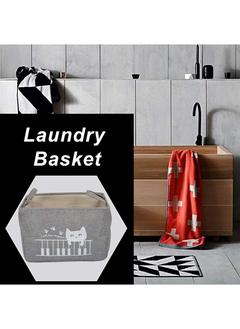 BLEQYS BLEQYS Rectangular Waterproof Laundry Hamper Collapsible Laundry Basket Lids Laundry Bag with Handles for Dirty ClothesToys Grey  - Image 3
